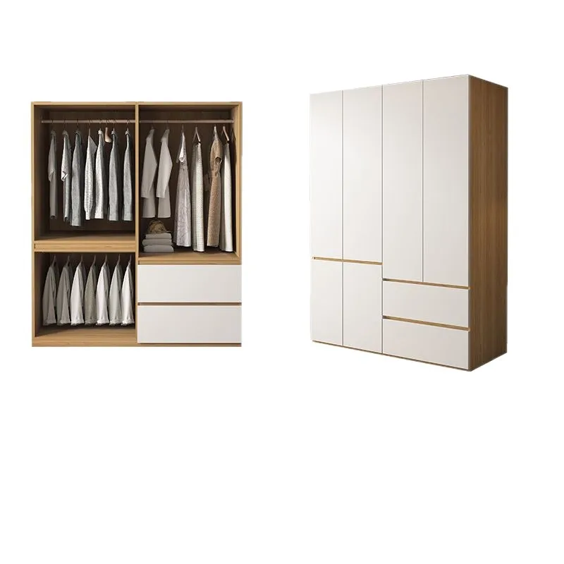 Solid wood wardrobe household one-door to-top handle-free segmented rental room small apartment cabinet bedroom