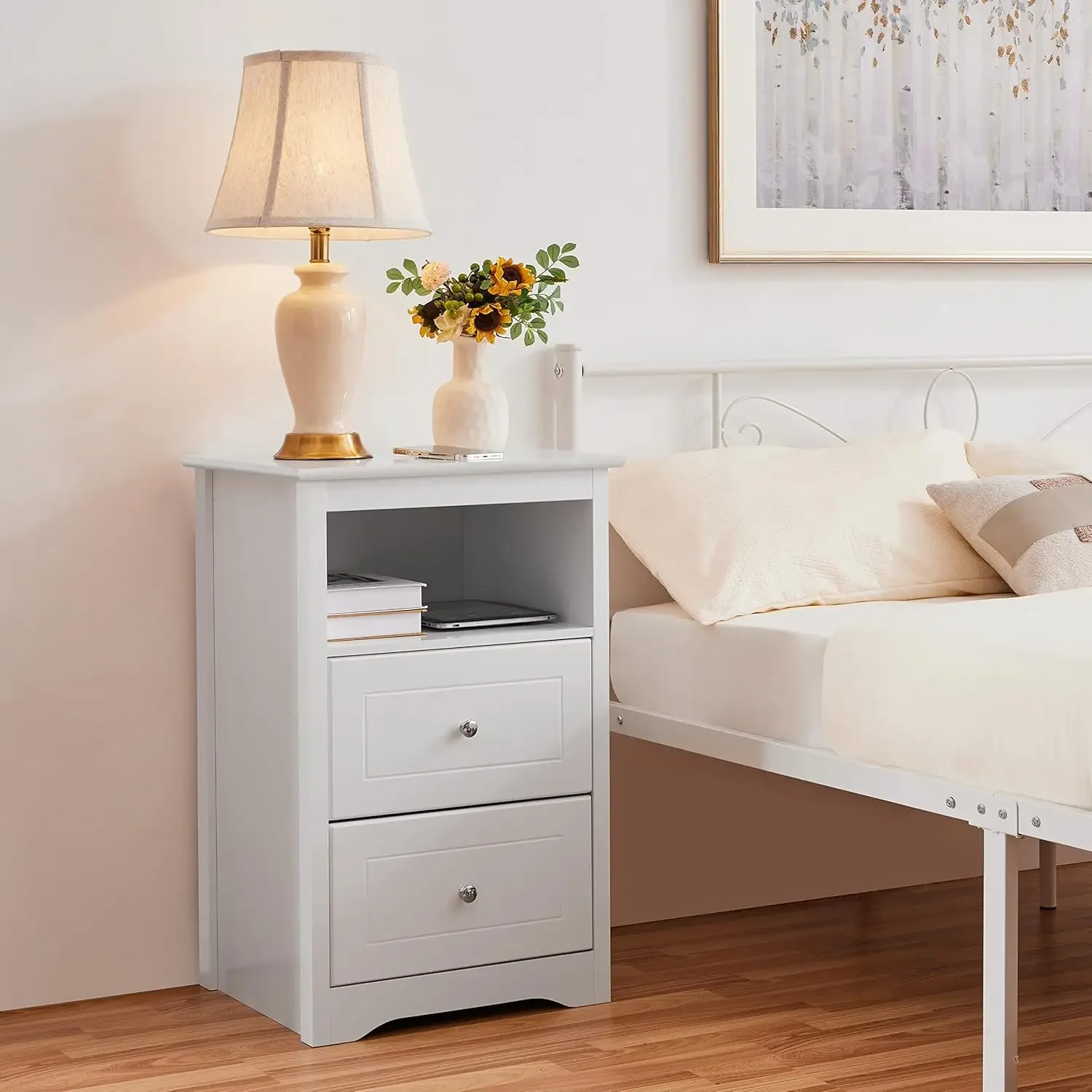 Nightstand with 2 Drawer and 1 Open Shelf,29