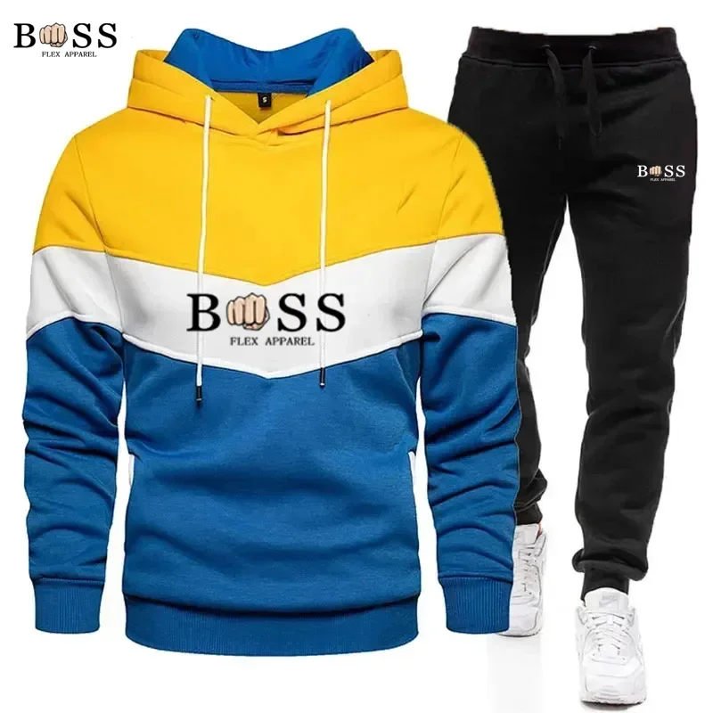 Hooded Sweatshirt +Drawstring Pants 2 Pieces Sets Tracksuit Spring Men and Women Sport Brand Hoodies Running Sportswear Suit