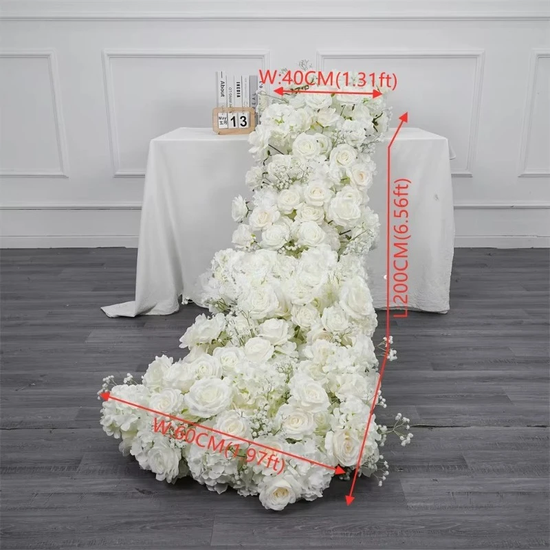 High quality realistic white flower wreath birthday ornament 200cm table flower ornament floral decoration supplies