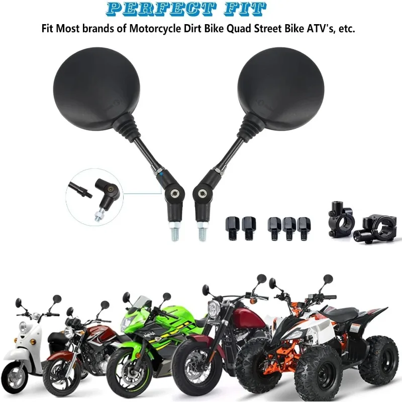 1 Pair of Motorcycle Rearview Mirror Round Foldable M8 M10 for Street Bikes Sport Bikes Scooters Cruisers ATV Motorcycles image 3
