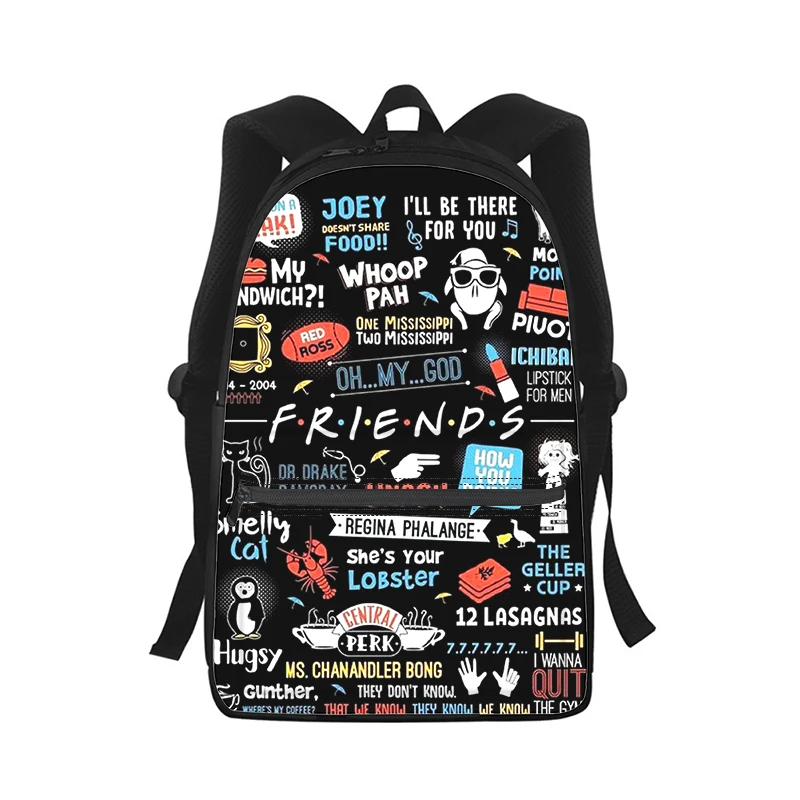 Friends uomo donna zaino 3D Print Fashion Student School Bag zaino per Laptop borsa a tracolla da viaggio per bambini