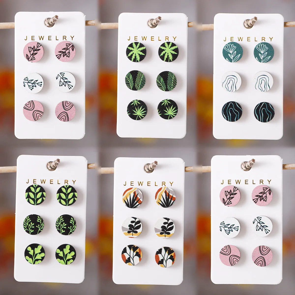 Wholesale Jewelry for Resale 2026 Summer New Inspired Design Cute Floral Fresh Red Flower Wood Stud Earrings Collection Card