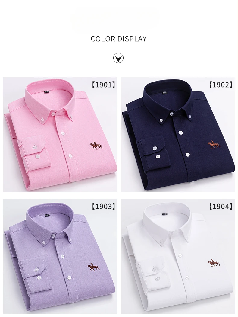 Große Größen Herrenhemden 100% Reine Baumwolle Oxford Business Casual Hemd Weiches Slim Fit Formelles Einfarbiges Hemd Langarm Kleidung – Detail 11