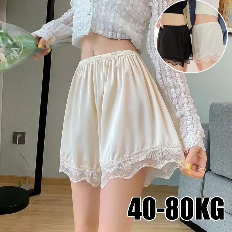 Women's Lace Shorts Non-Curling Ultra-Thin Summer Pajama Shorts Anti-Exposure Safety Underwear for Outdoor Beach Daily Use
