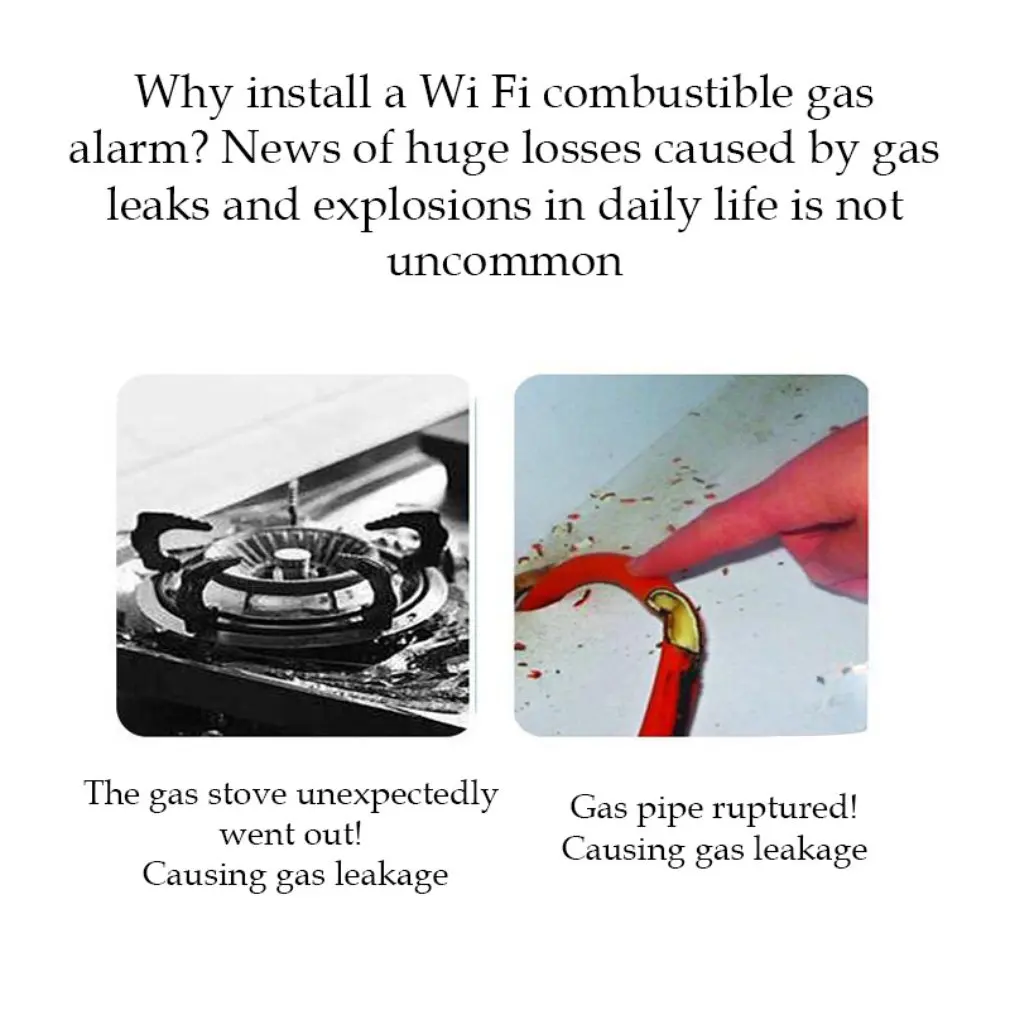 Imagem -05 - Smart Home Wifi Sensor de Gás Natural Doméstico Combustível Smart Detector de Alarme de Vazamento de Gás Glp Proteção de Segurança contra Incêndio