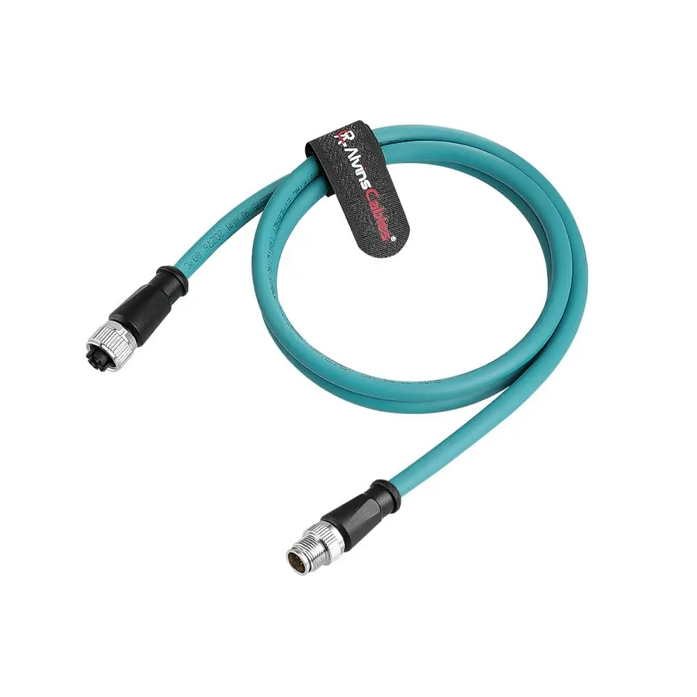 M12 X-Code 8 Pin to Female Ethernet Cable Cat6a Shielded for Cognex Basler Keyence Industrial Camera High Flex 65.6ft 20m Green