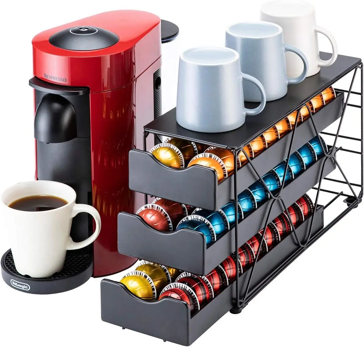 

Держатель для капсул Nespresso Vertuo, ящик для капсул, большой держатель для капсул для кофе Mullti (3 уровня, емкость (60 страниц))