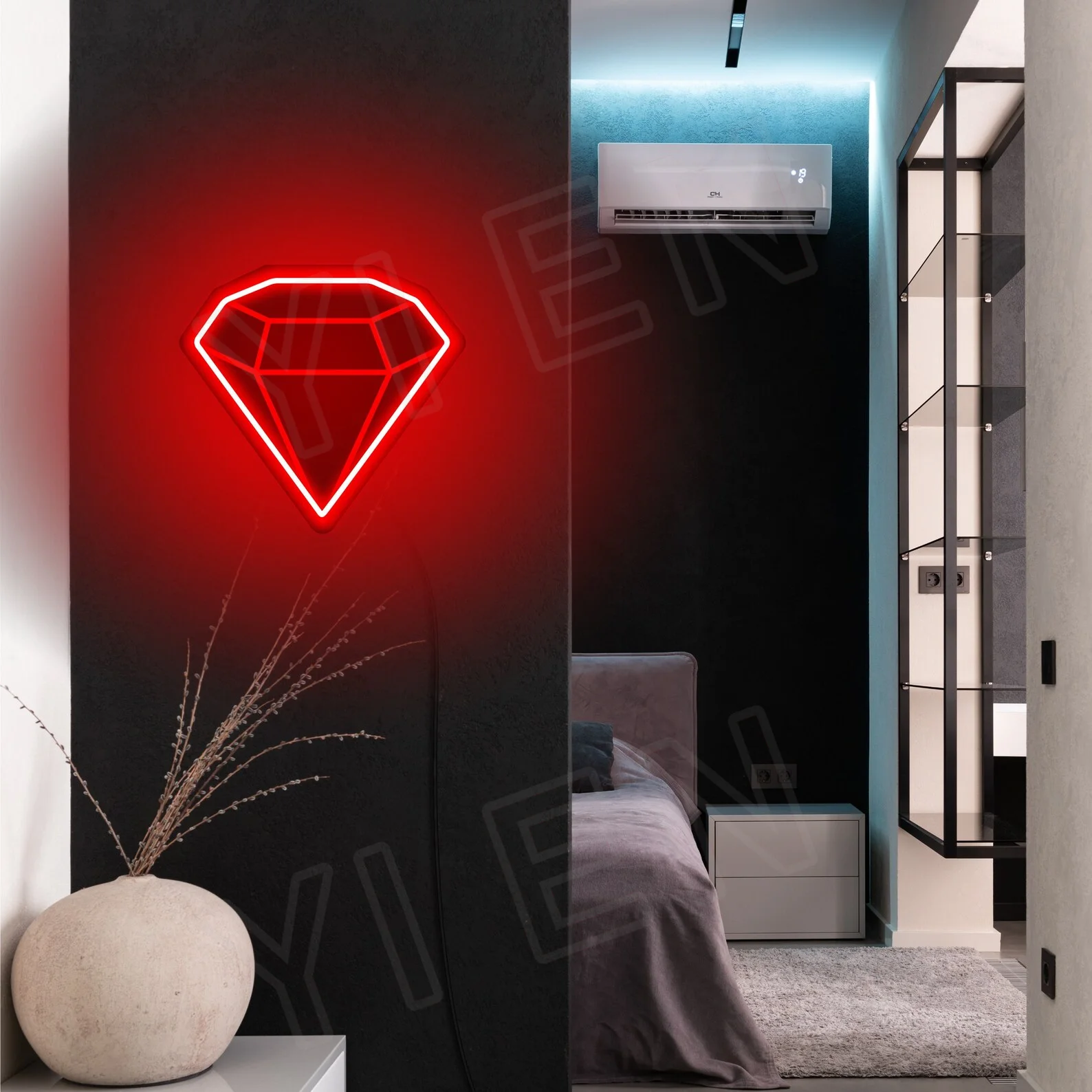 Diamond Neon Sign, Diamond Light Sign, Aesthetic Neon Sign, Diamond Wall Art, Diamond LED Sign, Neon Sign Art, Neon Light Sign f