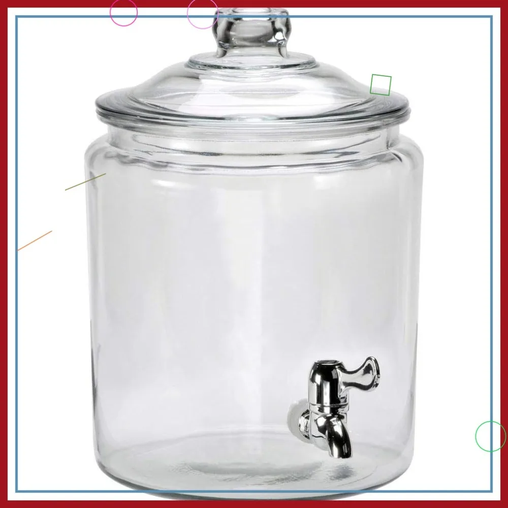 

Диспенсер для напитков из стекла, 2 галлона, с краном, в винтажном стиле, для вечеринок и мероприятий