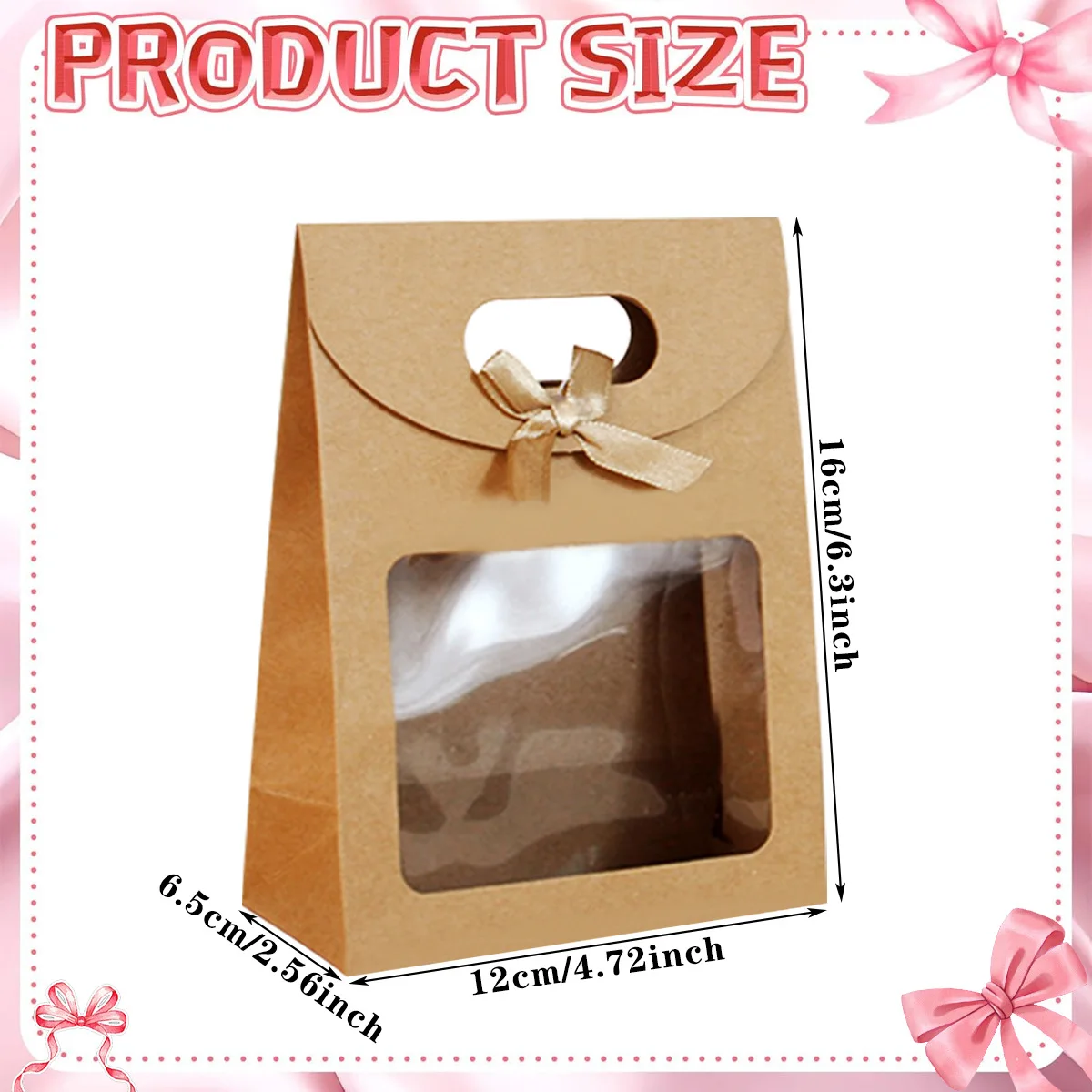 15/30 قطعة صناديق مصنوعة من ورق الكرافت البني مع نوافذ شفافة، مناسبة لعيد الميلاد، الزفاف، الديكور، الأحداث التجارية الصغيرة