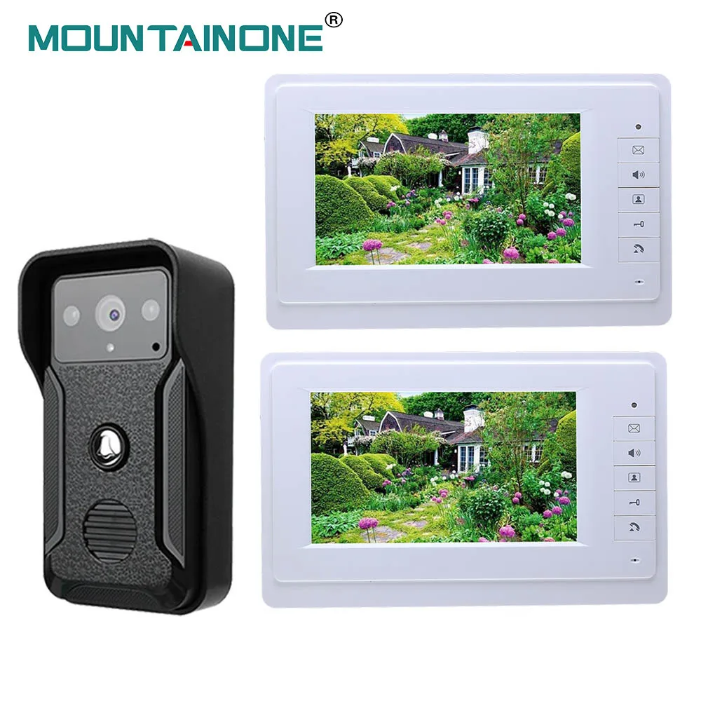 

7 Inch TFT 2 Monitors Video Door Phone Doorbell Intercom Kit 1-camera 2-monitor Night Vision with IR-CUT HD 700TVL Camera