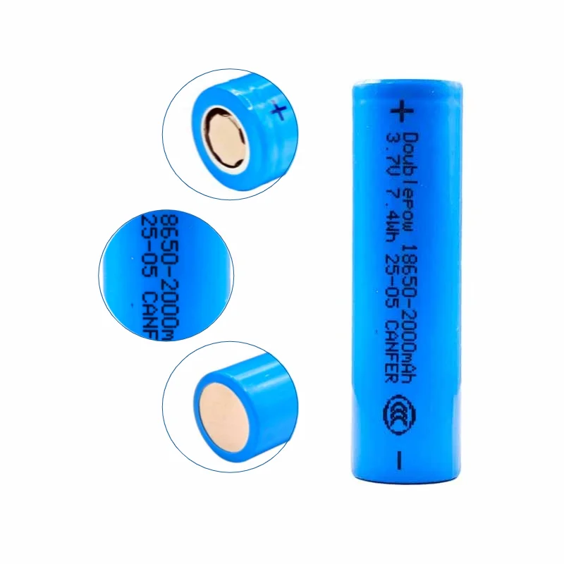 2000mAh 18650 3.7V Rechargeable Lithium Battery Flat Head for Headlamp Mini Fan Laser Pointer Flashlight Batteries