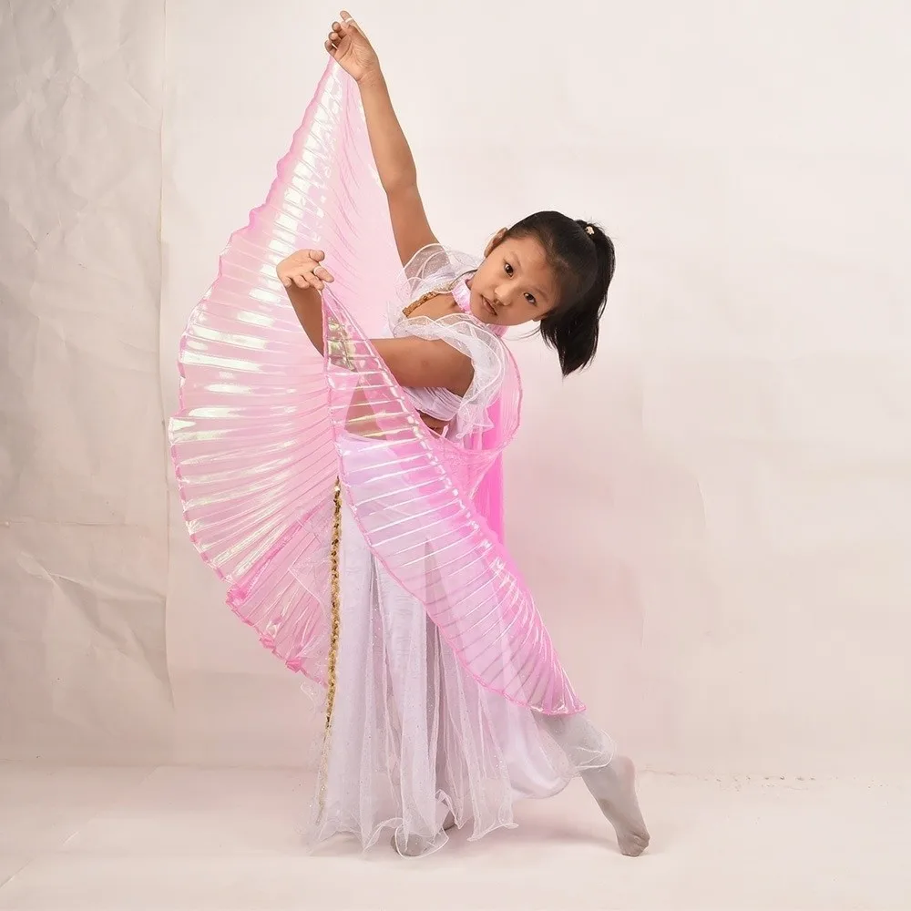 Skrzydła do tańca brzucha 65 cm, przezroczyste, z zawieszeniem na szyję, rekwizyty do występów tanecznych, plisowana peleryna, połyskująca tekstura, rekwizyty do kostiumów tanecznych.