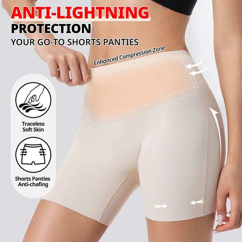 Flarixa Ice Silk Safety Pants Anti Chafing Shorts Wear Under Skirt Women Double Layer Tummy Control Waist Shaper Panties