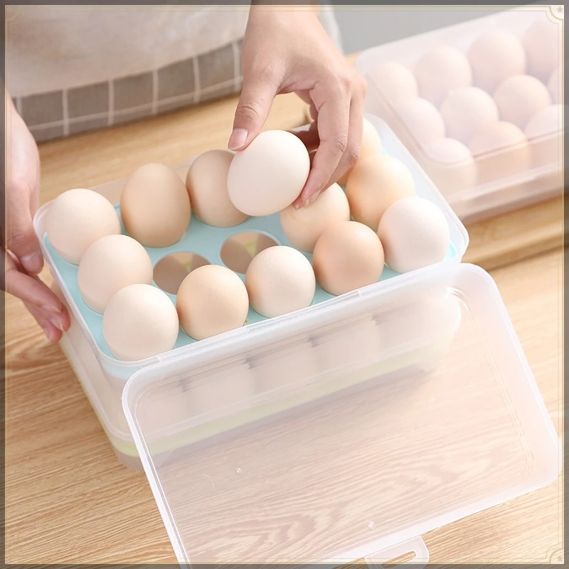 Egg Storage Box 15 Grids PP Visible Detachable Dustproof Large Capacity Fresh Keeping Refrigerator Kitchen Egg Holder Organizer