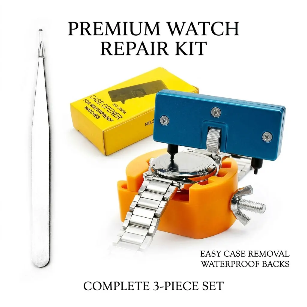 Watch Back Case Opener Remover Adjustable Pry Tool Tweezers Watch Repair Tools Set Base Holder Fixator Stand For Change Battery