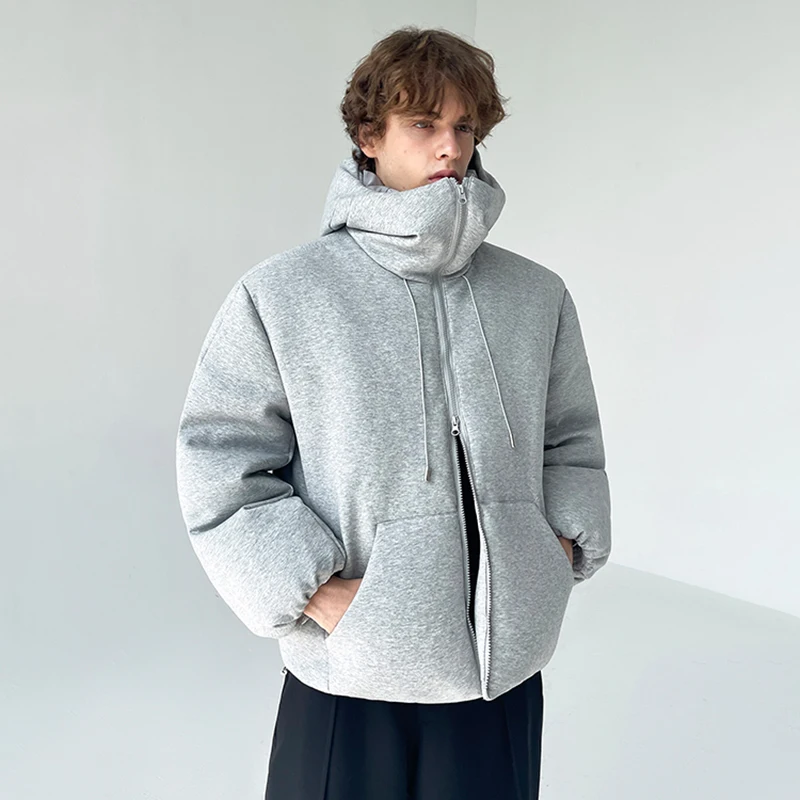 LUZHEN 2025 موضة الشتاء بلون سميكة الدافئة مقنعين سترة سترة الرجال وسيم عالية طوق معطف مبطّن عادية JY5047 #2