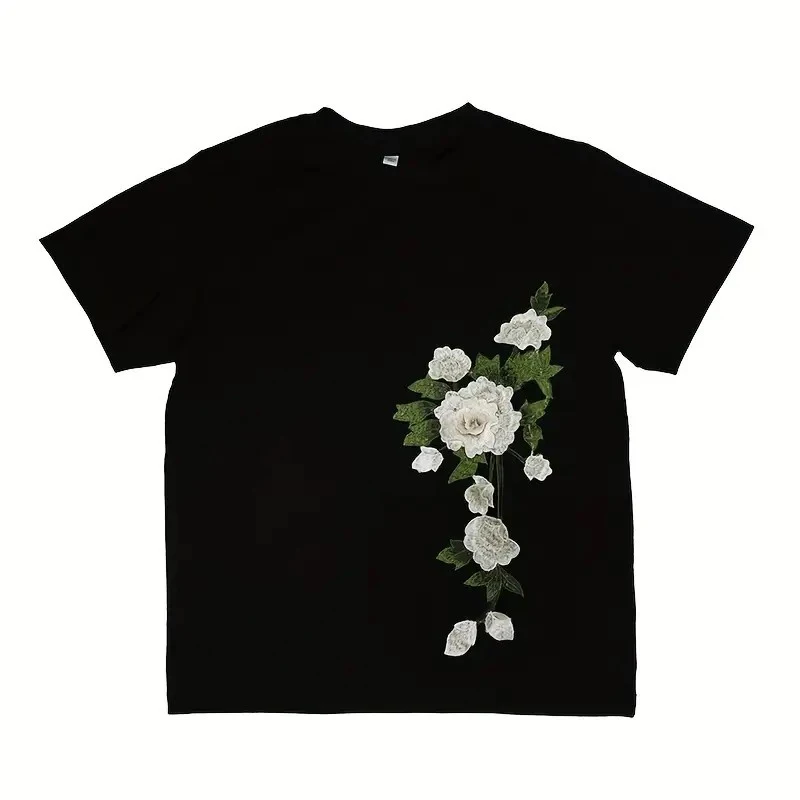 1 Paar mehrfarbige, mit Blumen bestickte Aufnäher für Kleidung, Hochzeit, Taschen, Zubehör, Applikation, DIY, Nähen, Reparatur 15 x 35,2 cm – Detail 5