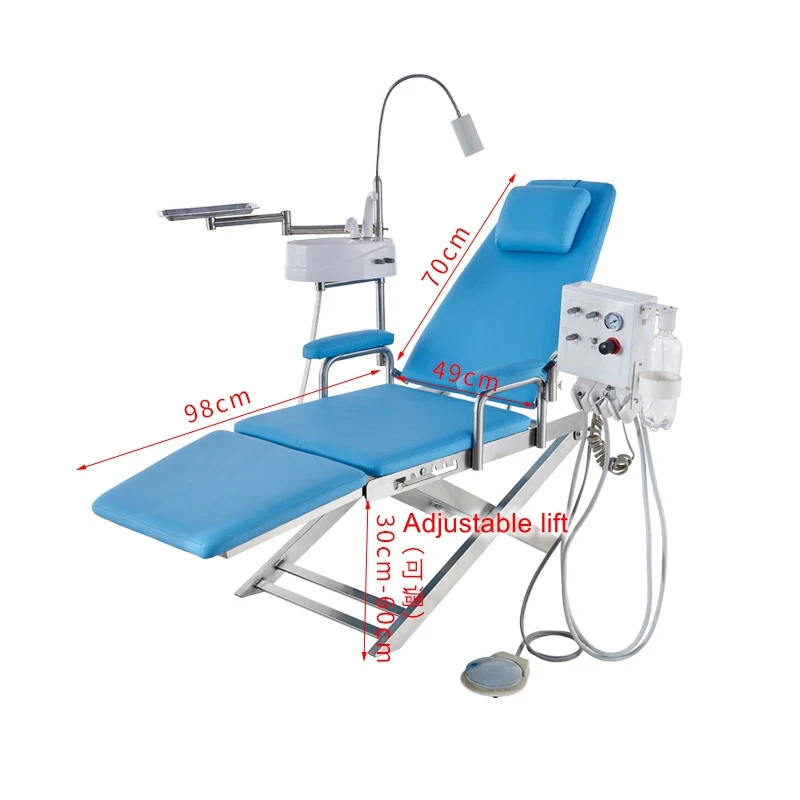 Lightweight dental folding chair with optional air pump portable turbine adjustable simple dental outreach dental chair