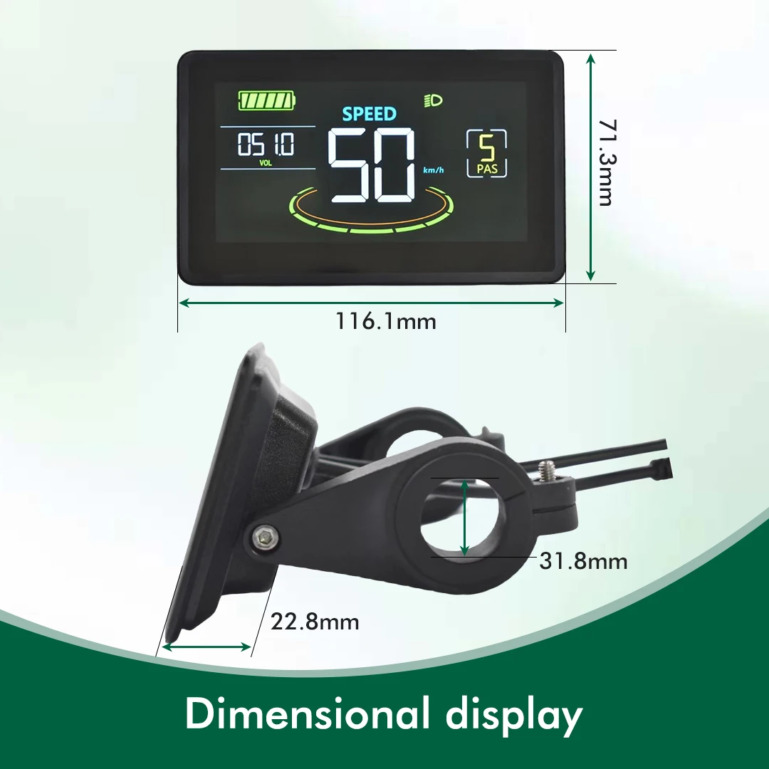UART2 H6C 전기 자전거 다채로운 LCD 자전거 속도계 디스플레이 미터 24V-60V... - 5