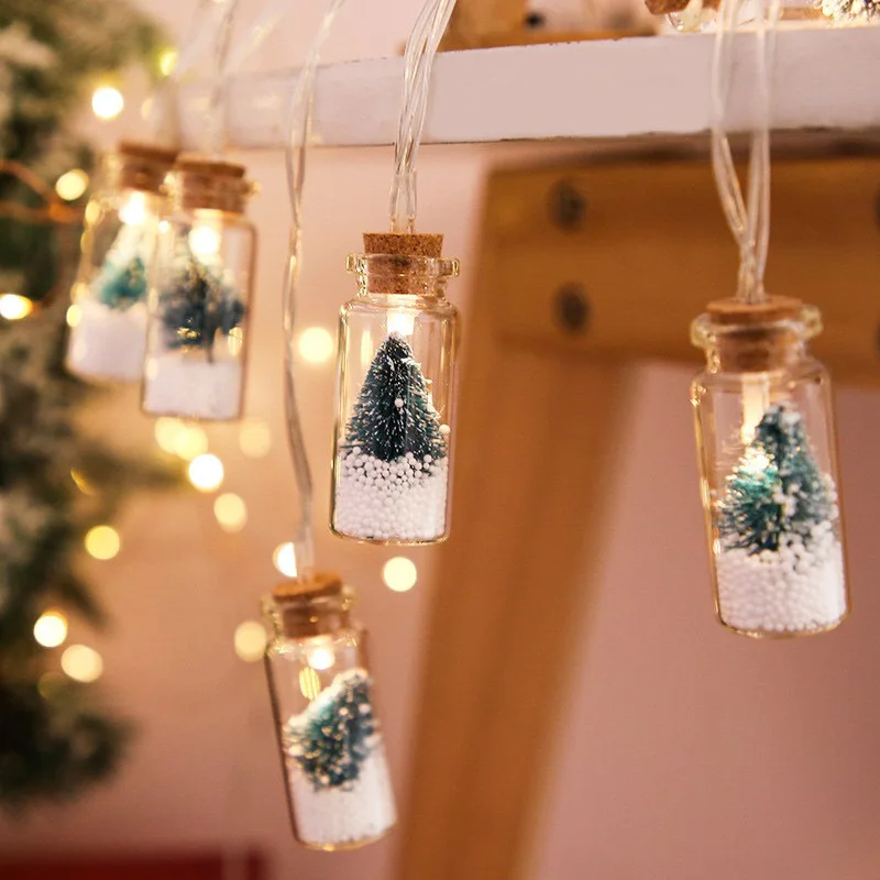 

LED Christmas Tree Clear Glass 10 LED String Lights Wishing Glass Bottle Fairy Light Lamps For Indoor Outdoor Christmas Party