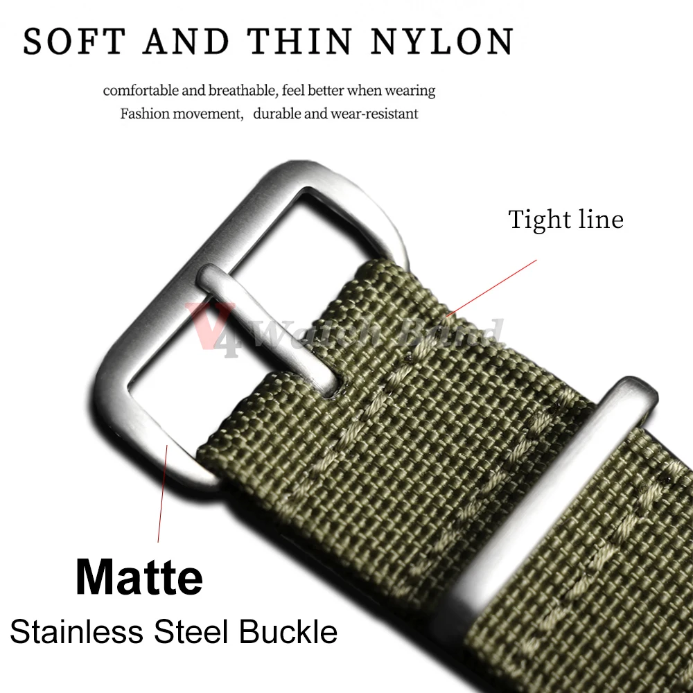 19mm 18mm 20mm 22mm Ribbed Nylon Watch Strap for Swatch for Omega for Rolex for Seiko for Moonswatch Army Military Watch Band