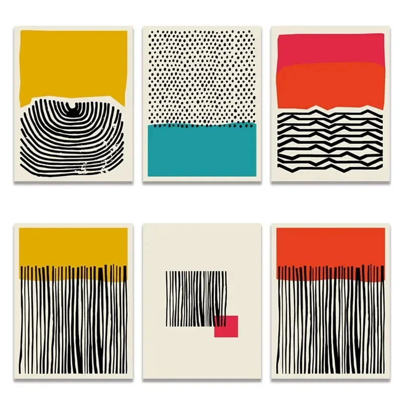 الرسم على لوحات القماش الجدارية ديكور المنزل الحديثة متعدد الألوان مجردة Geomotic صورة يطبع الشمال الملصقات المعيشة الحديثة R