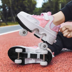 Patines de 4 ruedas para niños y niñas, patines de carreras Led geniales para adultos, zapatos deportivos y de ocio con rueda retráctil