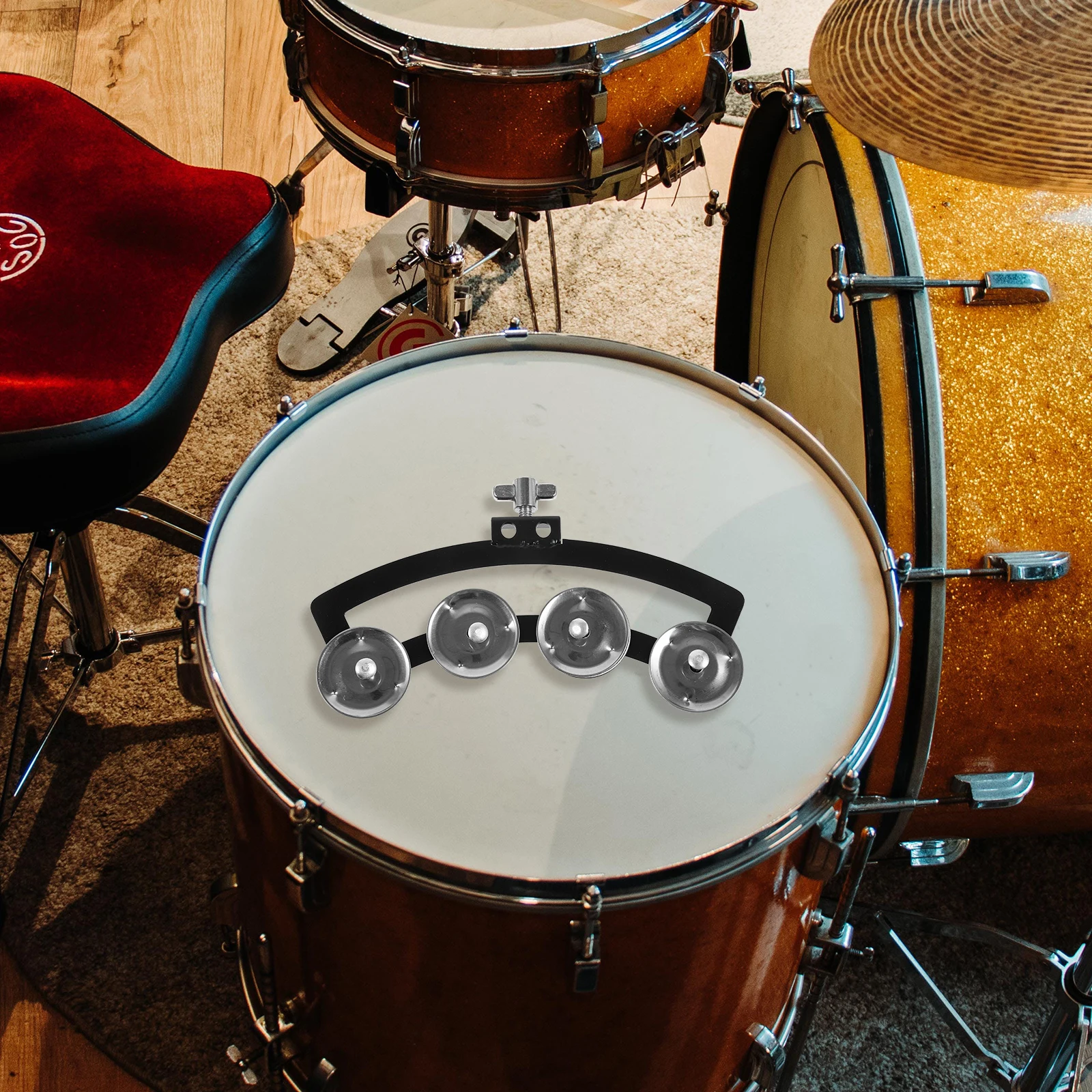 

Snare Drum Ring Bell Music Instrument Tambourine Hand Bells Hoop Abs Mountable Symbal Hihat