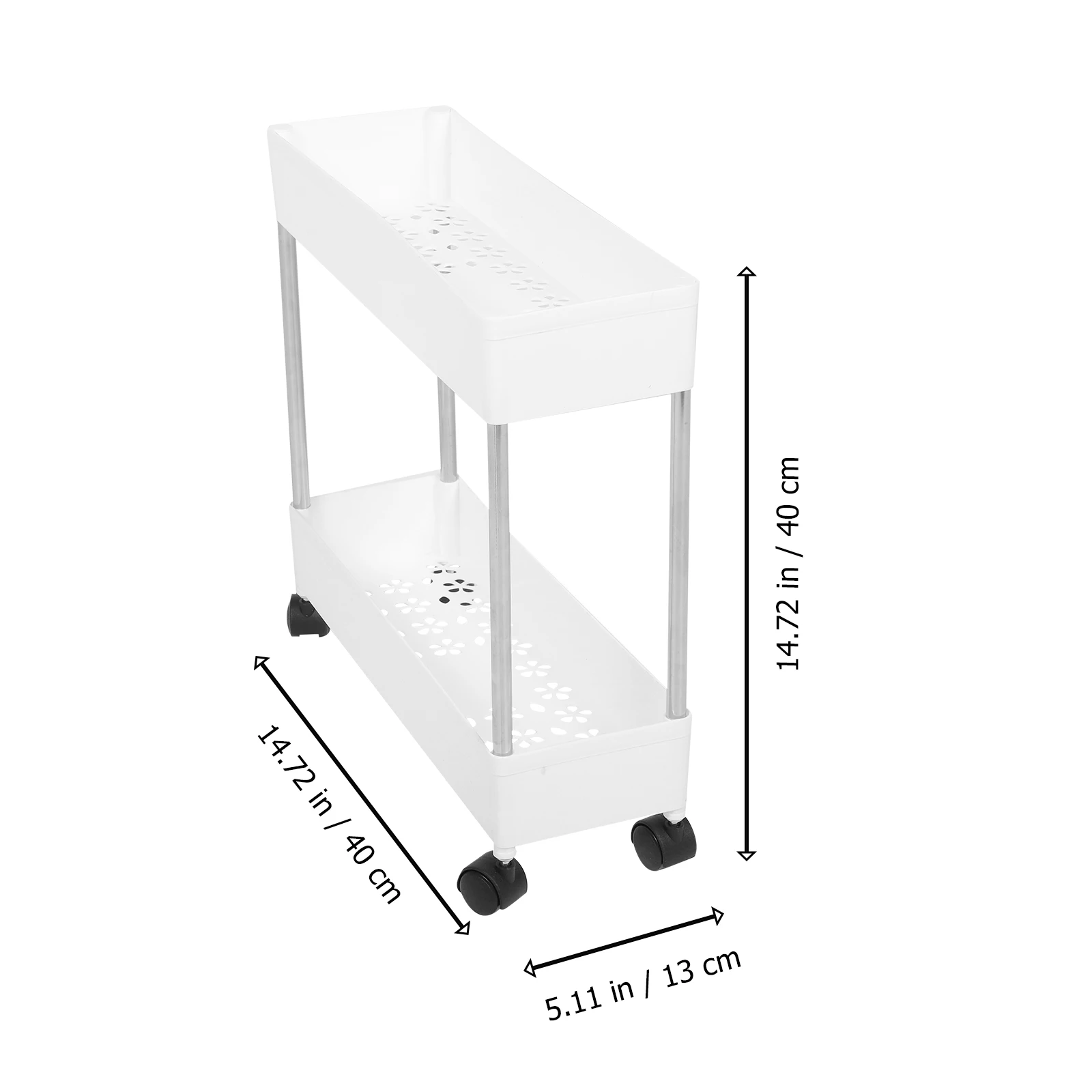 

Multi-layer Storage Rack Shelves Trolley White Kitchen Cart Two-tier Slim Office Home Bathroom Stand Organizer Container