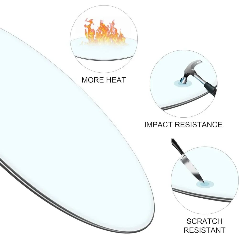 48" Tempered Glass Table Top Round Transparent Table Surface 3/8'' Thick Pencil Polished Edge Multipurpose for Dining, Coffee, R