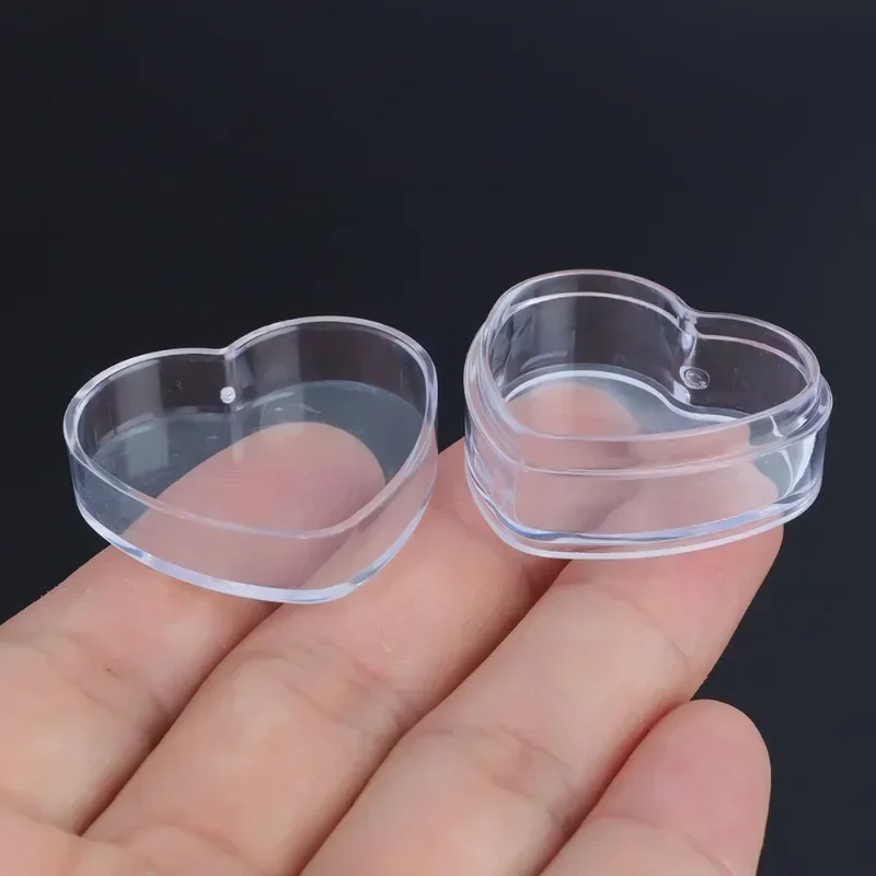 Mini Transparent Storage Box Plastic Heart Shaped Packaging Boxes for Jewelry Earrings Travel Cream Box Cosmetic Container Cases