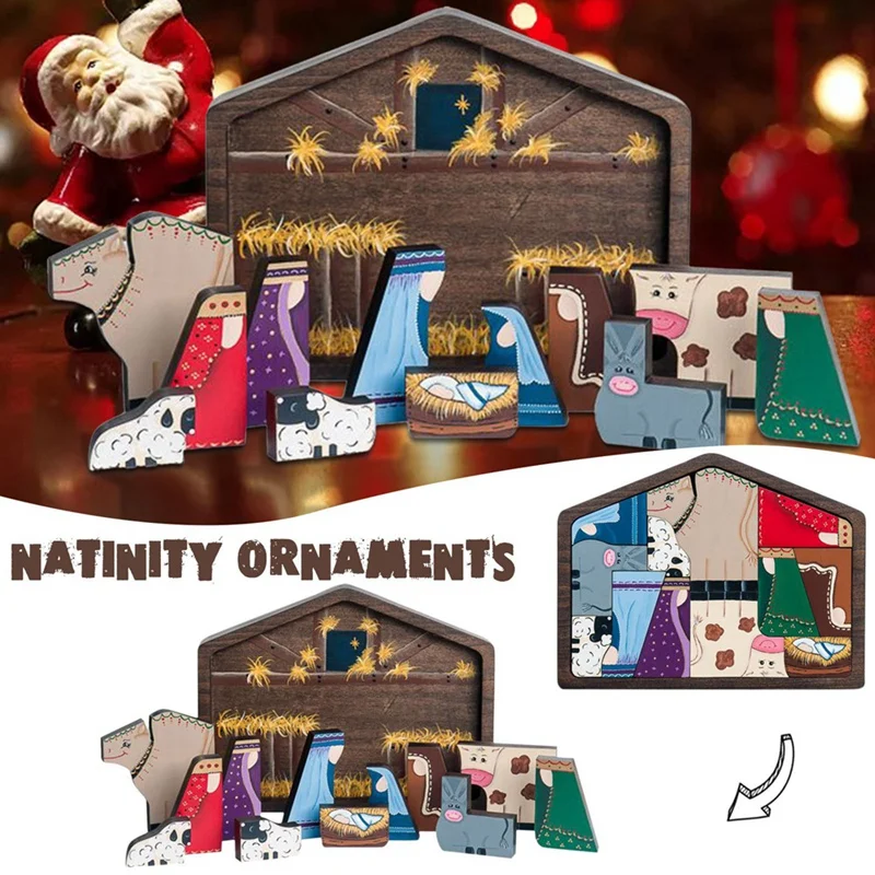 Wooden Jesus Puzzles Nativity Puzzle With Wood Burned Design Jigsaw Puzzle Game For Adults And Kids Desk Figurines-AT82