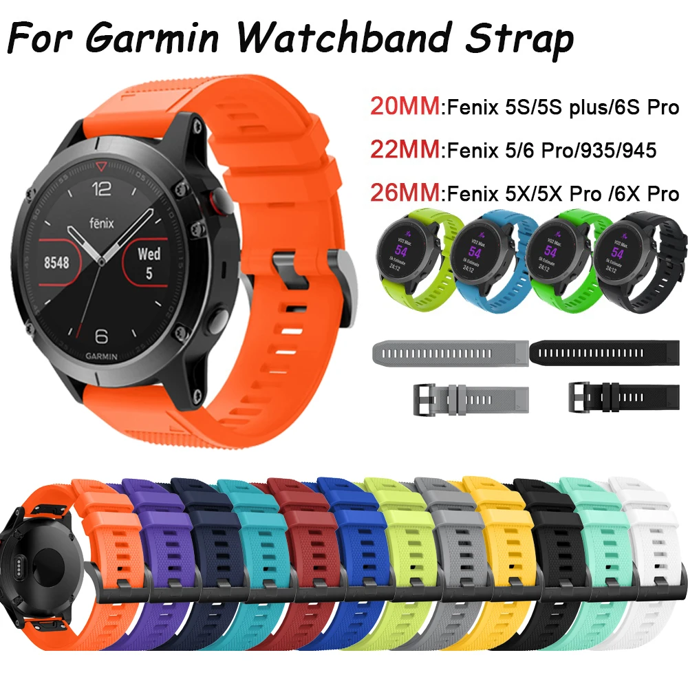 

20 22 26MM Silicone Smart Watch Straps For Garmin Fenix 6X 6 6S Pro 5X 5 Fenix 7X 7 7S Watchband Quick Easyfit Bracelet Correa