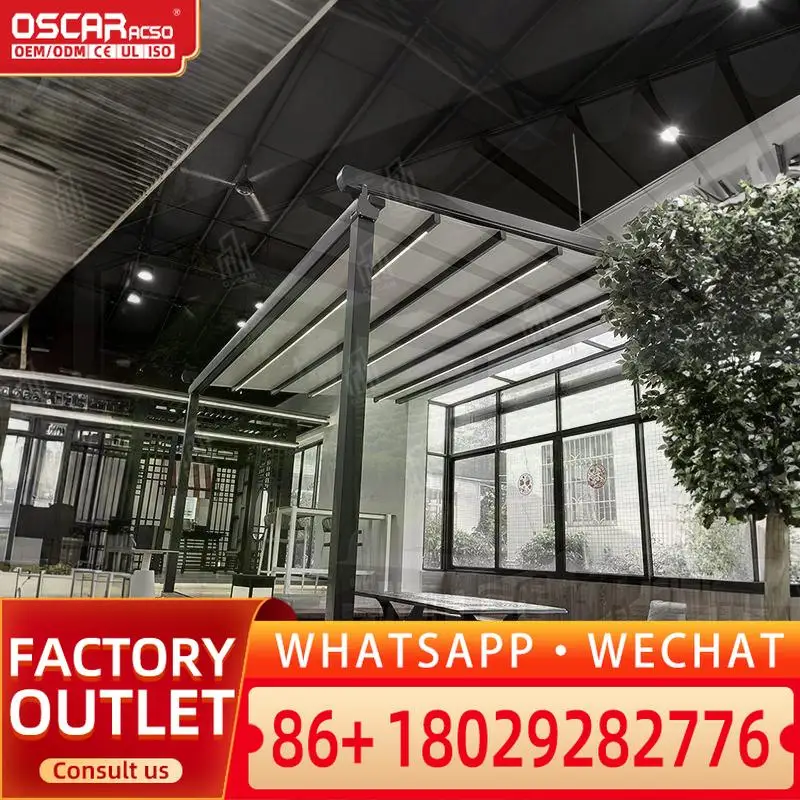 

Motorized Retractable Roof Pergola Waterproof Sunshade for Garden Patio Deck Retractable Canopy Pergola