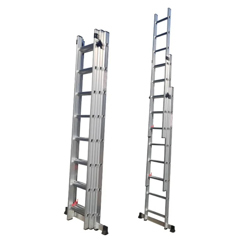 

Three section aluminum alloy telescopic ladder factory