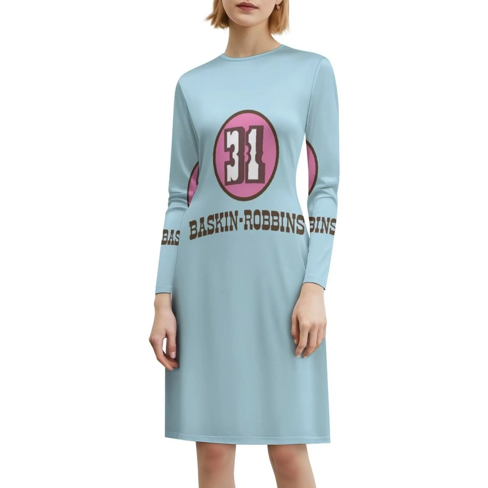 60S-70S خمر Baskin-Robbins الآيس كريم شعار كلاسيكي المرأة فستان الحفلات الأنيق ألف خط فستان مع قصير/طويل/أكمام