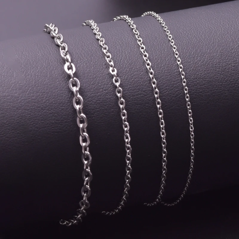 폭 1.2/1.5/2/2.5/3mm 스테인레스 스틸 롤로 체인 크로스 목걸이 여성 남성 액세서리 심플한 목걸이