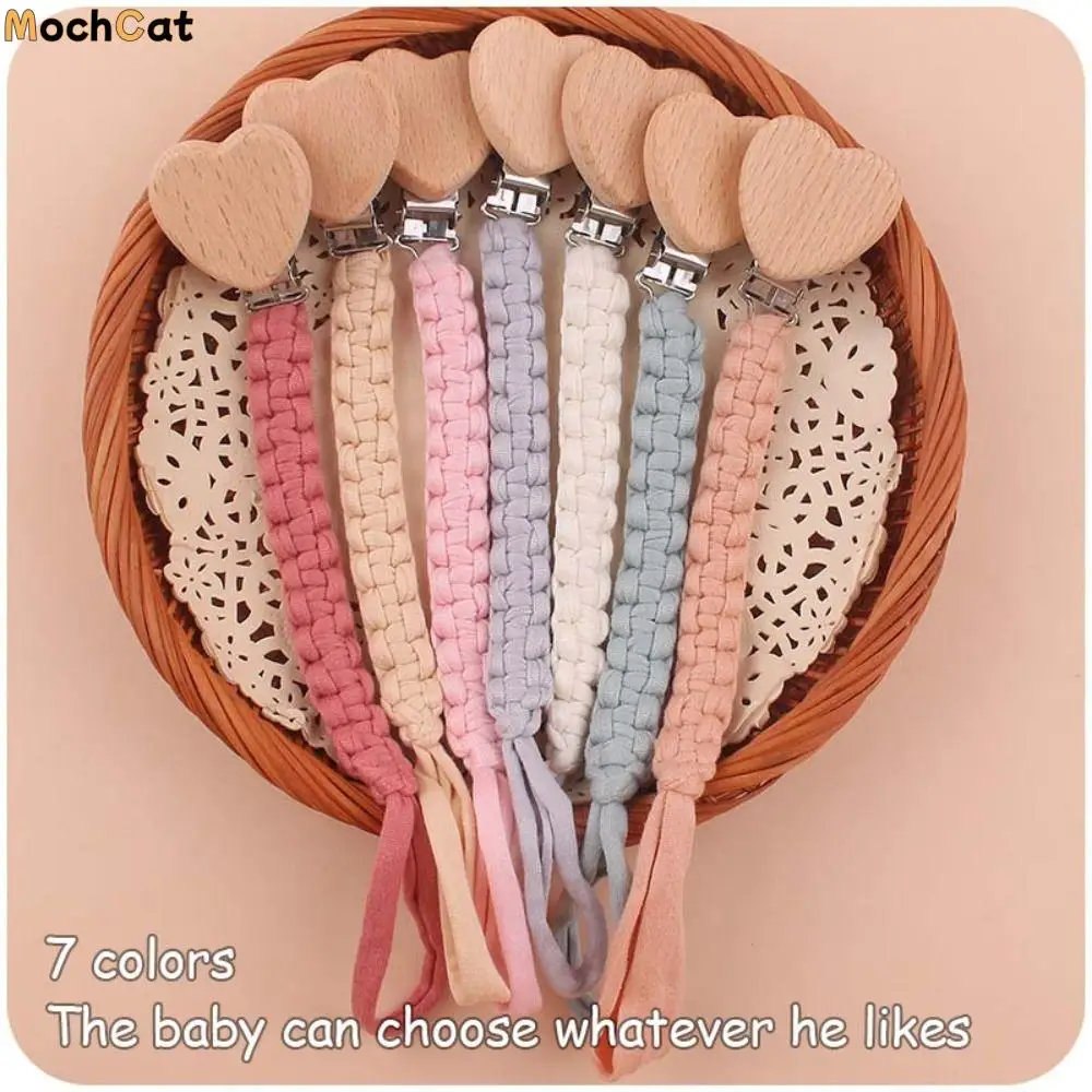 Anti-lost Toddler Wood Children Soother Holder Baby Pacifier Chain Dummy Clips Pacifier Holder Clips Baby Teether Toys Straps