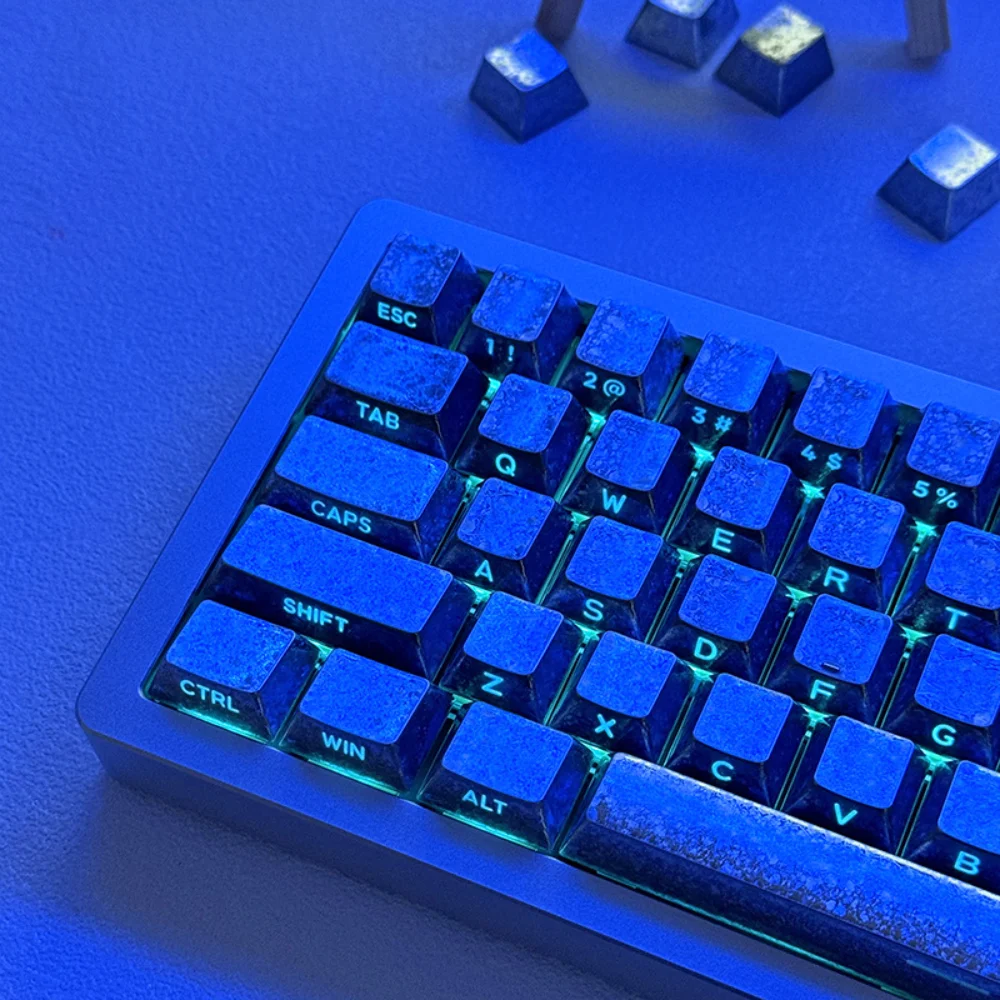 Frost Keycap PBT 61 Key Side Engraved Translucent Keychain Compatible with 60% Layout Mechanical Keyboard Wooting