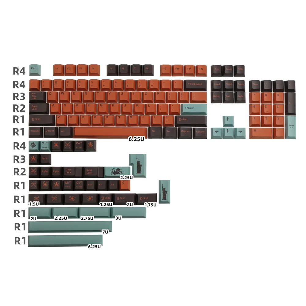 GMK Copper Keycaps PBT DYE- Sublimation Cherry Profile GMK Keycap For GK61 64 68 84 87 96 104 108 Mechanical Keyboard