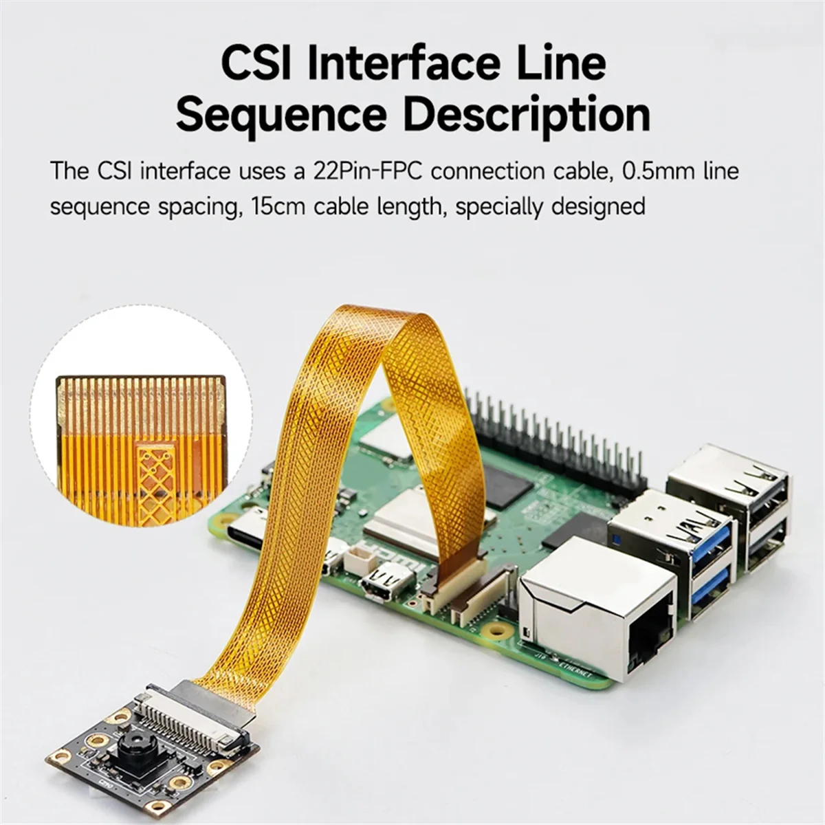 Módulo de câmera de 8MP para Raspberry Pi 5 Câmera IMX219 Ângulo de visão de 160 graus Interface CSI Cam HOT