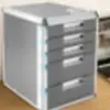 Aluminum Alloy 5 Drawers Desktop File Cabinet Storage Filing Cabinet w/ Label Lock Office