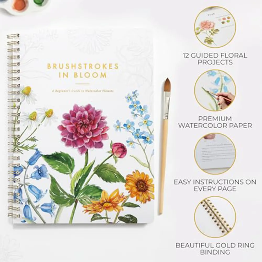 Beautiful Watercolor Workbook for Beginners Water Coloring Book with Floral Designs on Premium Paper for adults