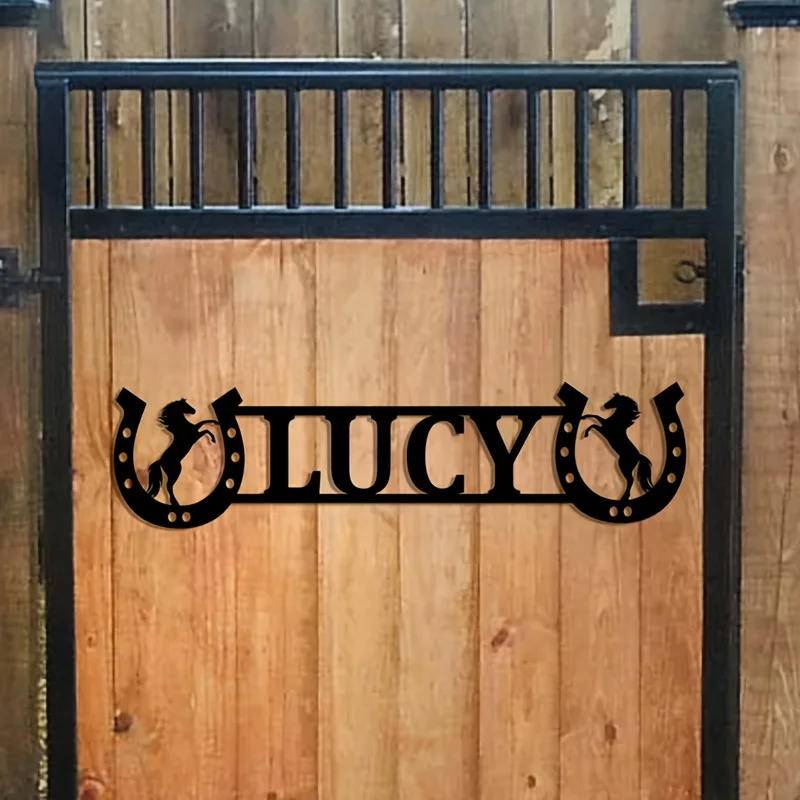 Custom Horse Sign And Stable Number - Wall-Mounted Equestrian Logo with NameNumberDate, Sturdy Iron Stable Sign, Ideal for Barns