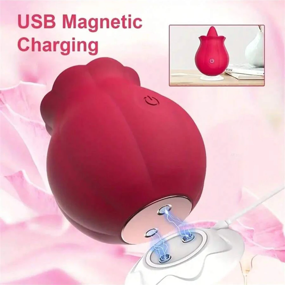 Powerful Swing Tongue Licking Vibrator Female Rose-toy Oral Nipple Clitoris Stimulator Massager Adults Goods Sex Toys for Women