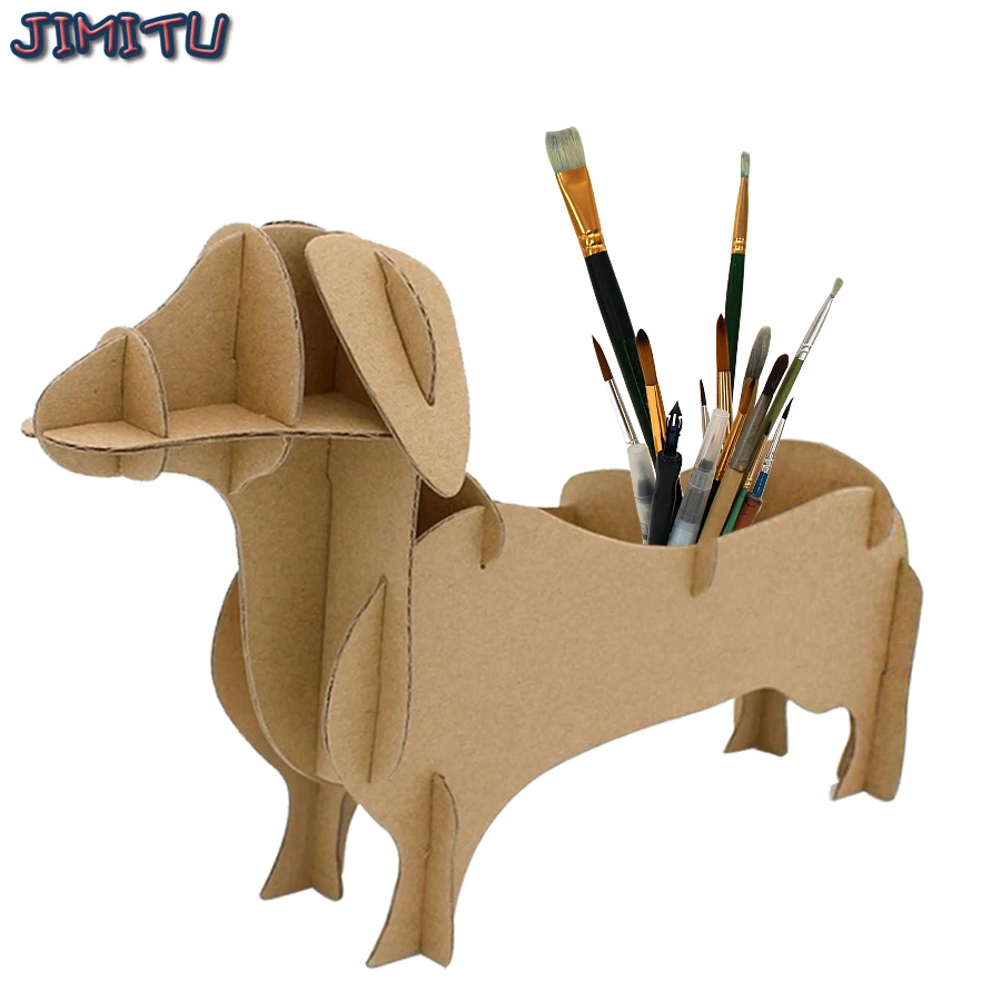 DIY Cute Puppy Cardboard 3D Puzzle Hand-Assembled Storage Box Model Graffiti Children's Educational Toys Children's Gifts