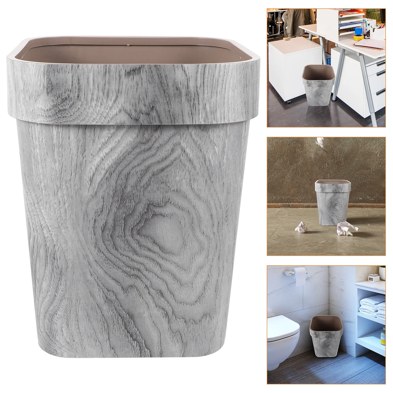 

Wooden Grain Trash Can 5.8 Gallon For Bedroom Bathroom Kitchen Home Office Garbage Bin Waste Container Pp