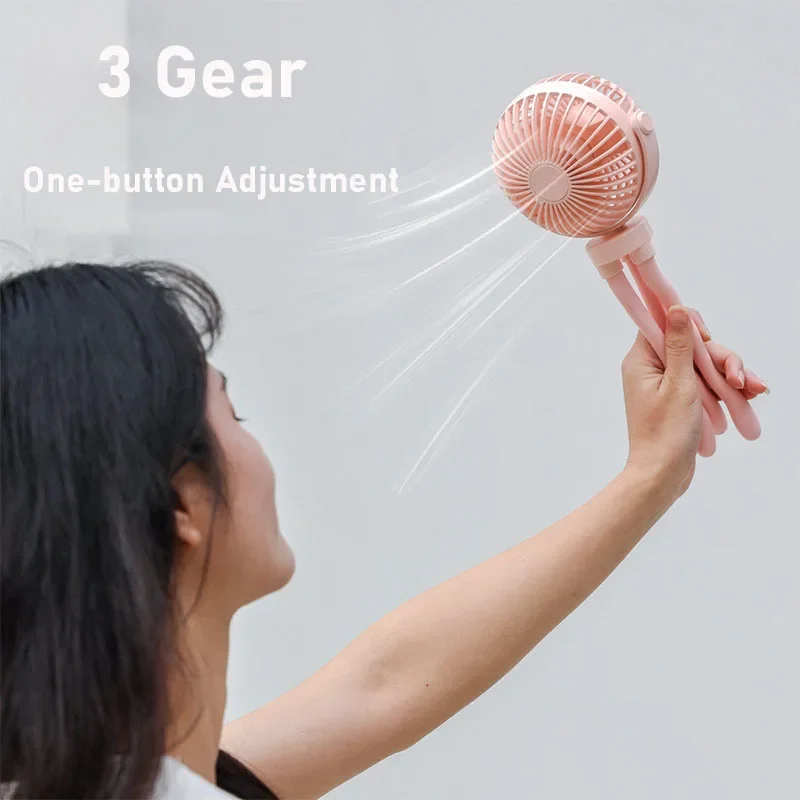 New Baby Stroller Winding Fan Portable Hand Fan 2000mAh USB Summer Mute Mini Octopus Electric Fan Table Fan Angle Adjustment